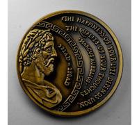 The Commemorative Coin Company Marcus Aurelius Stoic/Stoicism Commemorative in Capsule. Gold, 3D Effect, High Relief. Cardinal Virtues. Gift/Present Token/Memento