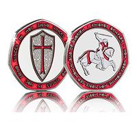 The Commemorative Coin Company Masonic Knights Templar Silver Commemorative with Red Enamel. Freemasonry/Masons/Freemasons Lodge/Order