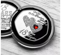 The Commemorative Coin Company ON OUR 18th PORCELAIN WEDDING ANNIVERSARY Silver Commemorative. Gemstone. Capsule. 18 Years Together Husband/Wife/Partner Gift/Present Love/Token