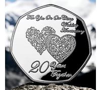 The Commemorative Coin Company ON OUR 20th China Wedding Anniversary Silver Commemorative. 20 Years Together. Husband/Wife/Partner Gift/Present Love/Token.