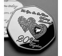 The Commemorative Coin Company On Our 20th China Wedding Anniversary Silver Commemorative with Gemstone. Husband/Wife/Partner 20 Years Together Gift/Present Love/Token