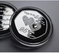 The Commemorative Coin Company On Our 25th SILVER WEDDING ANNIVERSARY Commemorative with Diamante Gemstone. Capsule. Gift/Present. 25 Years Together. Love/Celebration/Marriage