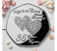 The Commemorative Coin Company ON OUR 35th CORAL WEDDING ANNIVERSARY Silver Commemorative. Husband/Wife/Partner 35 Years Together Gift/Present/Token/Love