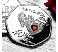 The Commemorative Coin Company On OUR 40th RUBY WEDDING ANNIVERSARY Silver Commemorative. Gemstone. Gift/Present/Husband/Wife/Partner. 40 Years Together Forty.