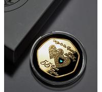 The Commemorative Coin Company On Our 55th Emerald Wedding Anniversary 24ct Gold Commemorative in Gift/Presentation Box. Diamante Gemstone. Husband/Wife 55 Years Partner/Gift/Present/Token