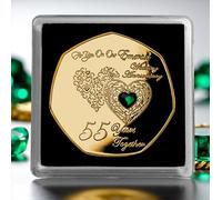 The Commemorative Coin Company ON OUR 55th EMERALD WEDDING ANNIVERSARY 24ct Gold Commemorative in Gift Case. Gemstone. Gift/Present For Husband/Wife/Partner 55 Years Together Token/Love