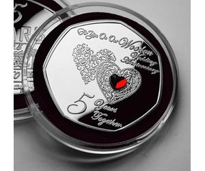 The Commemorative Coin Company ON OUR FIFTH 'WOODEN' WEDDING ANNIVERSARY Silver Commemorative in Capsule. Gemstone. Gift/Present 5 Years Gift For Partner/Husband/Wife 5th Anniversary
