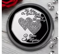 The Commemorative Coin Company ON YOUR 3rd WEDDING ANNIVERSARY Silver Commemorative. Capsule. 3 Years Together Couple/Husband/Wife Gift/Present Love/Token