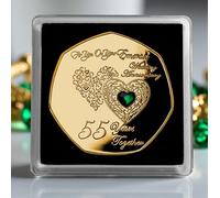 The Commemorative Coin Company ON YOUR 55th EMERALD WEDDING ANNIVERSARY 24ct Gold Commemorative in Gift Case. Gemstone. 55 Years Together. Gift/Present for Couple Token/Love Husband/Wife