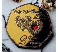 The Commemorative Coin Company ON YOUR SECOND 'COTTON' WEDDING ANNIVERSARY 24ct Gold Commemorative. Gemstone. Gift/Present Two Years Gift For Couple Husband/Wife 2nd Anniversary