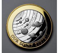 The Commemorative Coin Company OUR SOLAR SYSTEM Dual Metal 24ct Gold .999 Silver Commemorative. Planets/Stars/Sun/Moon Space/Universe Earth/Venus/Mars