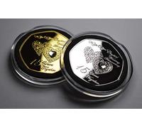 The Commemorative Coin Company Pair of 15th CRYSTAL WEDDING ANNIVERSARY .999 Silver & 24ct Gold Commemoratives with Gemstones. Capsules. Gift/Present 15 Years Together