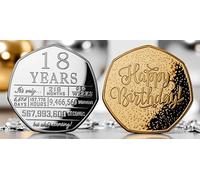 The Commemorative Coin Company Pair of 18th Birthday Silver and 24ct Gold Commemoratives. Celebrating 18 Years. Congratulations/Party/Celebration/Ideas Gift/Present.