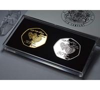 The Commemorative Coin Company Pair of 30TH PEARL WEDDING ANNIVERSARY Silver & 24ct Gold Commemoratives. Display Stand & Presentation Box. Thirtieth 30. Gift/Present