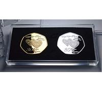 The Commemorative Coin Company Pair of 30TH PEARL WEDDING ANNIVERSARY Silver & 24ct Gold Commemoratives in Display/Presentation Stand. Gift/Present 30 Years Together