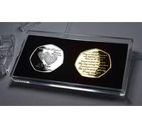 The Commemorative Coin Company Pair of 45TH SAPPHIRE WEDDING ANNIVERSARY Silver & 24ct Gold Commemoratives in Display/Presentation Stand. Gift/Present 45 Years Together