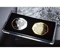 The Commemorative Coin Company Pair of 45th SAPPHIRE WEDDING ANNIVERSARY Silver & 24ct Gold Commemoratives in Display Stand & Presentation Box. Gift/Present. 45 Years