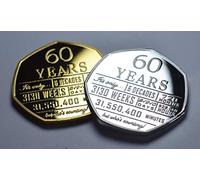 The Commemorative Coin Company Pair of 60th Birthday .999 Silver & 24ct Gold Commemoratives. Unique Gift/Present Party/Celebration Ideas 60 Sixty Years Sixtieth