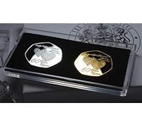 The Commemorative Coin Company Pair of 60TH DIAMOND WEDDING ANNIVERSARY Silver & 24ct Gold Commemoratives in Display Stand & Presentation Box. Gift/Present. 60 Years