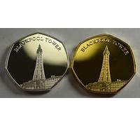 The Commemorative Coin Company Pair of BLACKPOOL TOWER Silver & 24ct Gold Commemoratives Albums/Collectors. British Seaside