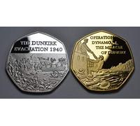 The Commemorative Coin Company Pair of DUNKIRK EVACUATIONS 1940 Silver & 24ct Gold Commemoratives. Operation Dynamo 'The Miracle of Dunkirk'. WW2