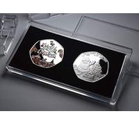 The Commemorative Coin Company Pair of 'MERRY CHRISTMAS' Commemoratives in 50p Coin Display Case. Gift/Present/Stocking/Tree Xmas/Festive Secret Santa, Silver