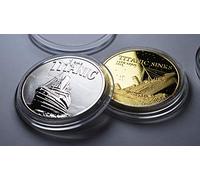 The Commemorative Coin Company Pair of RMS TITANIC .999 Silver & 24ct Gold Commemoratives in Capsules. Ocean Liner, Olympic Class, White Star Line, 1912