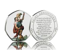 The Commemorative Coin Company ST CHRISTOPHER Full Colour Silver Commemorative. Travellers Prayer, Protection, Safety, Travel, Christianity