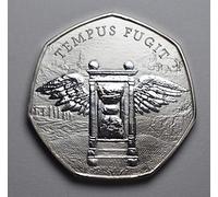The Commemorative Coin Company TEMPUS FUGIT Silver Reminder Coin.Hourglass/Skull/Death Stoic/Reflection Latin MEMENTO VIVERE