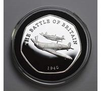 The Commemorative Coin Company THE BATTLE OF BRITAIN & SUPERMARINE SPITFIRE Silver Commemorative in Capsule. WW2, 1940