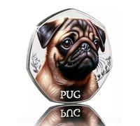 The Commemorative Coin Company 'THE PUG' Silver Commemorative. Full Colour. Favourite Dogs Series. Pug Lover. Puppy/Pup