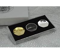 The Commemorative Coin Company Trio of RMS TITANIC Commemoratives in Gift Box/Case with Triple Display/Presentation Stand. Ocean Liner, White Star Line, 1912