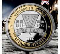 The Commemorative Coin Company VE DAY 80th Anniversary Silver & 24ct Gold Commemorative. VE DAY 8th May 1945-2025 WW2 Collectable