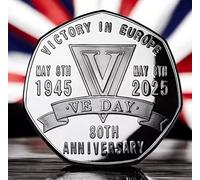 The Commemorative Coin Company VICTORY IN EUROPE 80th Anniversary Silver Commemorative. 1945-2025. 8th May VE DAY WW2 Collectable