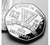 The Commemorative Coin Company VICTORY IN EUROPE 80th Anniversary Silver Commemorative. 1945-2025. VE DAY 8th May WW2 Collectable