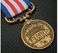 The Commemorative Coin Company WORLDS GREATEST GRANDAD Service & Bravery Medal. Grandpa/Grandfather Gold. Gift/Present/Birthday.