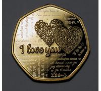 The Commemorative Coin HAPPY ANNIVERSARY 24ct Gold Commemorative. Gift/Present Husband/Wife/Partner/Boyfriend/Girlfriend. I Love You, Silver