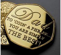 The Commemorative Coin HAPPY FATHER'S DAY 24ct Gold Commemorative. 'Coin a Phrase'. Gift/Present. Best Dad. From Son/Daughter, Silver