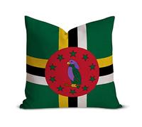 The Commonwealth of Dominica Flag Lumbar Pillow Cover 16 x 16 Inch, Square Cotton Linen Patriotic Cushion Covers, Decorative Throw Pillow Case Protector with Hidden Zipper for Sofa Couch Bedroom Home