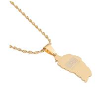 The Commonwealth of Dominica Map Charm Pendant Necklaces Gold Color Jewelry Dominicans Gifts