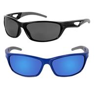 'The Competitor' 2 Pair of Precision Sport Wrap Bifocal Sunglasses Featuring High Definition Lenses (Black/Open Road Blue, 1.5, x)