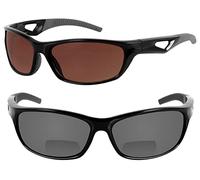 'The Competitor' 2 Pair of Precision Sport Wrap Bifocal Sunglasses Featuring High Definition Lenses (Black/High Definition Amber, 2.5, multiplier_x)