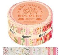 The Complete Boutique Needles Quilt Studio - 2.5'' Precut 40 Fabric Strip Bundle (Blushing Bouquet) Cotton Strips Quilting -Jelly Rolls Quilting Assortment Fabrics Quilters & Sewing - Jellyroll Cloth