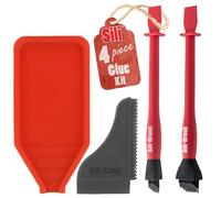 The Complete Silicone Glue Kit - Wood Glue Up 4-Piece Kit - 2 Pack of Silicone Brushes, 1 Tray, 1 Comb - Woodworking, Arts, Crafts and White School Glue Spreader Applicator Set