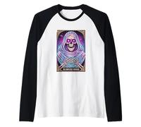 The Completely Unhinged Cosmic Skull Art Raglan Baseball Tee