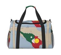 The composition of Timor-Leste print Travel Duffle Bag Gym Bag for Women,Puffer Tote Bag,Weekender Overnight Bag Organizer, Black, One Size
