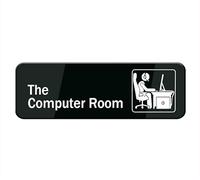 The Computer Room Sign For Door, Acrylic Plastic, Black And White, Rounded Corners, Durable, Long Lasting With Double Sided Tape - 10" X 3"