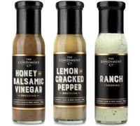 The Condiment Company Salad Dressing Selection Bundle - Honey Balsamic, Lemon & Cracked Peppercorn & Ranch Dressings, British Made Gourmet Dressings, 3 x 240g