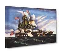 The Constitution And The Guerriere By Thomas Chambers Canvas Print | Gallery Wrapped 30mm Frame Wall Art | 20x14 inches | Ready to Hang | Classic Picture | Living Room Bedroom Lounge Office