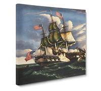 The Constitution And The Guerriere by thomas chambers Canvas Print | Gallery Wrapped 30mm Frame Wall Art | 20x20 inches | Ready to Hang | Classic Picture | Living Room Bedroom Lounge Office